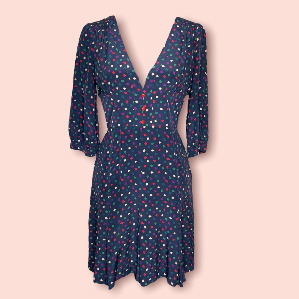 Marc by Marc Jacobs leaf print v neck Navy Dress
